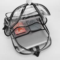 Sac à dos transparent en PVC avec sangle détachable, grande capacité 18L, pour étudiants, unisexe, avec poche zippée, couleur unie, hiver