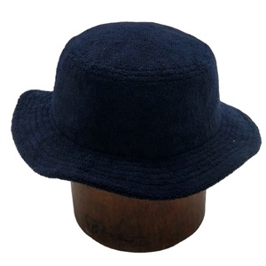 <strong>Navy</strong> Blue Terry Cloth <strong>Bucket</strong> Cap <strong>Hat</strong> with Embroidered Logo - Casual Soft Towel Fabric Sun <strong>Hat</strong> for Men Women - Product Image 2