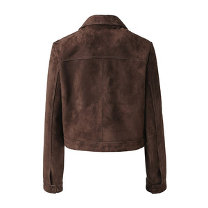 Jancoco Crop Length Genuine <strong>Leather</strong> <strong>Jackets</strong> Women High Quality Goat <strong>Suede</strong> <strong>Leather</strong> <strong>Jacket</strong> - Product Image 3