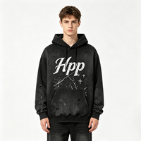 Sweat à capuche oversize avec cordon de serrage, imprimé Kornit DTG motif éclaté, police croisée cursive, effet éclaboussures sur toute la surface, multi-déchirures, poche kangourou