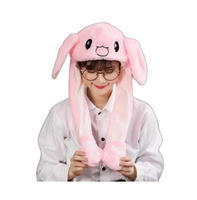 Chapeau en peluche à oreilles de lapin mobiles, en polyester et coton PP, unisexe, mignon, amusant, lumineux, accessoire de dessin animé, vente chaude