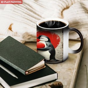 Taza Minimalista Moderna para el Hogar, Negra Esmerilada, 11 oz, Cerámica, Sensible al Calor, Taza Mágica - Product Image 3