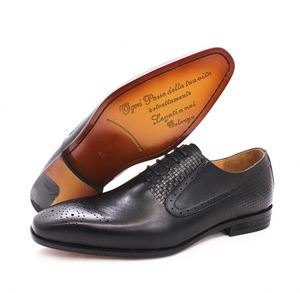 Chaussures à lacets de luxe pour hommes en cuir véritable, décontractées et habillées, idéales pour mariage, fête, bureau, chaussures de mode - Product Image 3