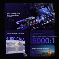 Proyector Láser Portátil JMGO N3 Ultra Tricolor 4K Android, Ultra Alta Definición, Compatible con Enfoque Automático, Pantalla Grande de 0 Pulgadas