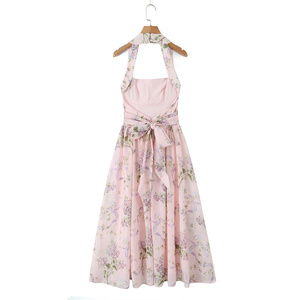 TAOP&ZA <span class=keywords><strong>Primavera</strong></span>/Estate <span class=keywords><strong>2022</strong></span> Nuovo Abito da Donna Retro Stampato Sexy con Schiena Scoperta, Vestibilità Aderente, Spacco e Fiocco al Collo 7500 - Product Image 2