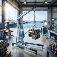 Grue hydraulique certifiée Anbo pour l'entretien des moteurs, capacité de 0,1 à 2 tonnes, garantie 1 an, pour les écoles professionnelles et la formation automobile