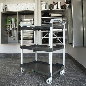 Chariot de cuisine pliable Wahsun, nouveau design, aluminium et plastique, 3 étagères, chariot à outils à quatre roues, chariot de transport, chariot à outils - Product Image 1