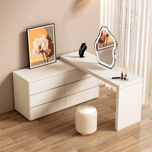 Commode de chambre à coucher moderne et simple avec lumière intégrée Cabinet seau <span class=keywords><strong>escamotable</strong></span> de maquillage de luxe en bois - Product Image 1