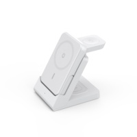 Support de charge sans fil 4-en-1 15W, batterie externe magnétique portable pour smartphones et montres connectées