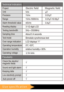 Çift ölçüm elektrik alan ve manyetik alan ev elektromanyetik radyasyon test cihazı dedektörü - Product Image 4