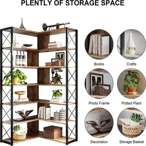 Factory Wholesale Industrial Bookcases Bookshelf Home Office Furniture Corner Wooden Book Shelf Rack For Living Room