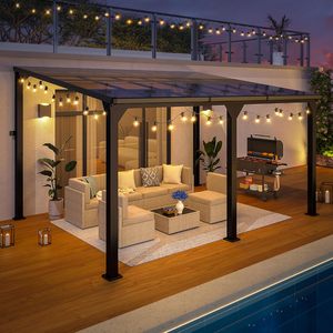 Pérgola para Patio, Gazebo con Techo Inclinado, Pérgola Grande de Pared, Toldos Resistentes, para Jardín, Terraza, Patio, Protección contra la Lluvia - Product Image 3