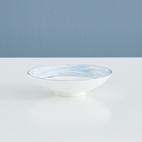 Service de table P&T de luxe en porcelaine fine bleu clair, 16 pièces, élégant, pour la restauration haut de gamme, assiettes et bols