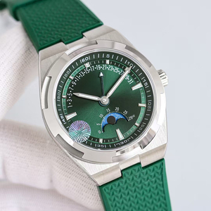 Montre mécanique automatique Elite Selection avec phases de lune rétrogradées, date, bracelet en silicone vert, boîtier argenté, lumineuse, tendance 2026 - Product Image 1