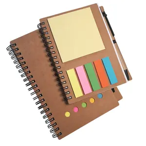 Taşınabilir saf renk promosyon kağıdı not defterleri kalem memo pad yapışkan özel not defteri hediye seti ofis ve okul için