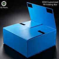 Boîte en carton ondulé PP empilable, fournisseur OEM, conteneur pliable personnalisé avec velcro, boîte de rangement pliable en PP recyclé