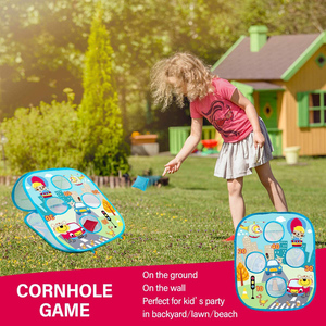Jeu <span class=keywords><strong>de</strong></span> plage <span class=keywords><strong>de</strong></span> sport à l'extérieur jouets sac <span class=keywords><strong>de</strong></span> fèves jeu <span class=keywords><strong>de</strong></span> lancer pliable double face portable cornhole jeu avec 10 poufs pour enfants - Product Image 4