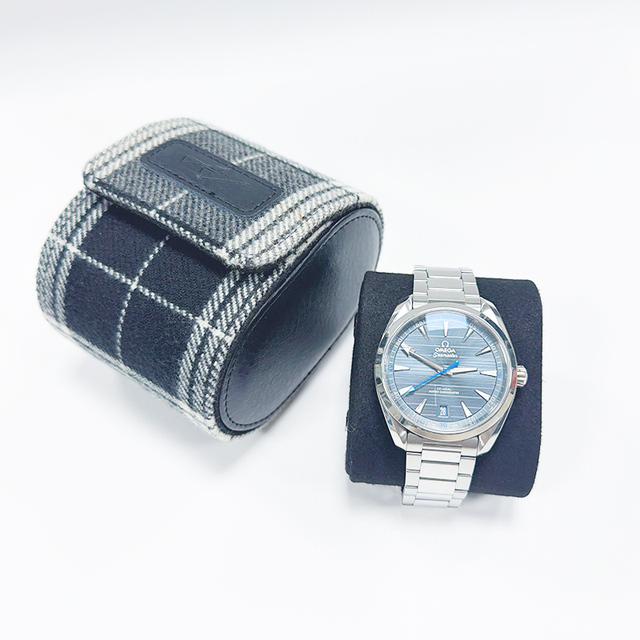 Luxury Single Watch Roll Case Handmade 1-Slot Lattice Feature with Genuine PU Leather Grid Watch Boxes Cases
