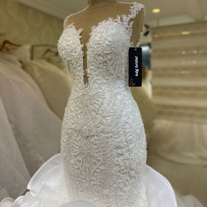 S1040A 2025 High Quality <b>Drop</b> Shipping New Style Trim Sleeve Trailing Plus Size Wedding Dresses for Bride - Product Image 3