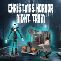 Ensemble de blocs de construction de voiture d'horreur d'Halloween très populaire, véhicule squelette effrayant, briques de construction avec mini figurines, jouet idéal pour un cadeau