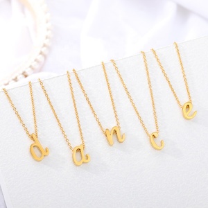Nuevo collar de letras minúsculas <span class=keywords><strong>con</strong></span> colgante de letras de collar de acero inoxidable hueco para mujer - Product Image 1