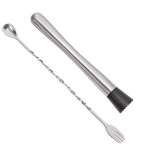 2 Pièces Accessoires de <span class=keywords><strong>Bar</strong></span> pour Cocktails : Fourchette, Cuillère, Muddler en Acier Inoxydable, Outils à Glace Écologiques et Modernes pour <span class=keywords><strong>Bar</strong></span> à Domicile - Product Image 1