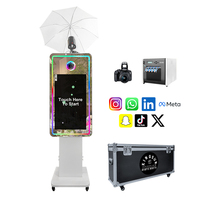 Cabina de Fotos con Espejo Táctil de 32 Pulgadas Lista para Enviar, Pantalla LCD, Software Gratuito, Compartir en Redes Sociales e Impresiones Instantáneas para Eventos