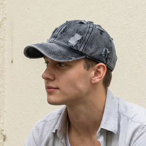 Gorra de Béisbol de Mezclilla Lavada Estilo Vintage, Gorra Retro Desgastada Tipo Dad Hat con Logotipo Bordado Personalizado - Product Image 4