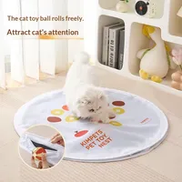 Mainan Tikar Bermain Kucing Interaktif, Tahan Gigitan, Plastik, Desain Lipat Ringkas, Otomatis Bergulir, Mainan Latihan Kucing Indoor