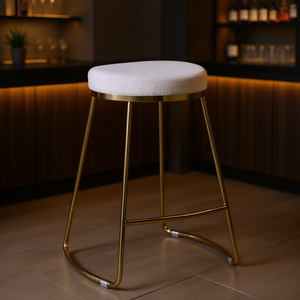 Tabouret de bar Jane 26 pouces, style Mid-Century Modern, base en métal rembourrée, mobilier de bar de luxe pour la maison - Product Image 2