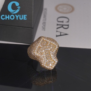 Iced Out Lab Diamond <b>Cross</b> <b>Ring</b> Solid Sterling <b>Silver</b> 925 Gold Plated <b>Cross</b> Lad Grown Diamond <b>Ring</b> Hip Hop Jewelry - Product Image 6