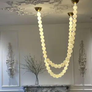 Nordic designer living room pendant light simple multi head LED ball glass restaurant necklace light creative study lighting