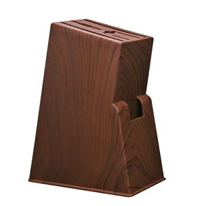 Bloc à couteaux en plastique imitation bois, support de rangement de cuisine drainable, facile à insérer, multifonctionnel pour couteaux domestiques - Product Image 1
