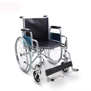Silla de ruedas de cuero chapada estándar manual inválida para parálisis cerebral ligera plegable para discapacitados - Product Image 5