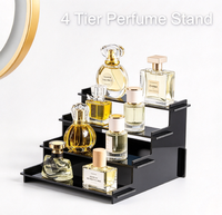 Présentoir à étages en acrylique noir pour flacon de parfum, figurine pop, objet de collection, vitrine de bureau