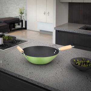 Bán Hot Trung Quốc phong cách thép carbon Chảo 35 cm màu đen không dính đôi xử lý thân thiện với môi khí cảm ứng sẵn sàng gỗ xử lý cho - Product Image 4