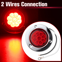 Feux de position latéraux à 9 LED de 2 pouces avec anneaux en acier inoxydable, feux de remorque ronds avec œillet et câble de raccordement pour camion et remorque