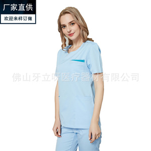 Vente en gros d'uniformes de salon de beauté pour femmes, nouveaux produits printemps/été, uniformes de médecin/infirmière/hôpital, coupe ajustée - Product Image 2