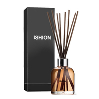 Bouteille de diffuseur en verre de roseau de parfum vert clair vide de luxe de 200ml avec couvercles à vis