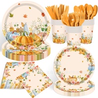 Assiettes, gobelets, serviettes et nappes jetables sur le thème de l'automne pour enfants et adultes, pour les fêtes de Thanksgiving, très vendues