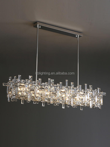 Lustre rectangulaire de luxe en cristal à niveaux irréguliers pour hôtels de charme et îlots de <span class=keywords><strong>cuisine</strong></span> - Product Image 1
