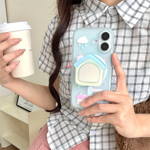 เคสโทรศัพท์แม่เหล็กติดกระจกบ้านพักตากอากาศสีฟ้าน่ารัก สำหรับ iPhone 17 Pro Max 16 15 14 ผู้หญิง - Product Image 2