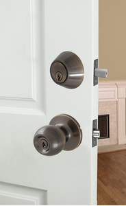 WEKIS Stainless Steel Bright Chrome Plated Cylindrical Tubular Knob Single Deadbolt Combination <b>Door</b> Lock Lockset 60mm Backset - Product Image 4