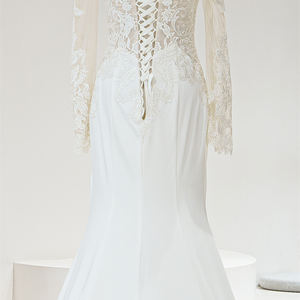 Jancember RL324 Boho Dentelle Broderie Hors Épaule Satin Robes De Mariée Sirène - Product Image 6