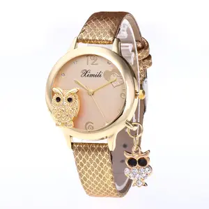 Женские роскошные часы 2022, женские модные дизайнерские кварцевые наручные часы с совой и кожаным ремешком, женские часы, оптовая продажа