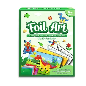 Hot DIY Foil Art Craft Dinosaur Toys Funny Foil Fun Animals Stickers Gift Arts and Crafts Mess Free Paper Art Kits for Kids