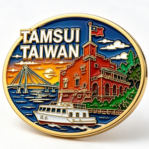 Tamsui Taiwan Souvenir Metal <b>Pin</b> Gold Plated Hard Enamel Travel Collectible Round Shape Zinc Alloy Craft - Product Image 5