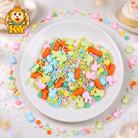 Sprinkles en sucre en forme de tête de lapin de Pâques OEM, couleurs mélangées, pressées et polies, pour gâteaux