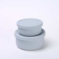 Ensemble de boîtes à lunch empilables en silicone pur, style minimaliste, deux pièces, avec bol pour bébé et couvercle hermétique