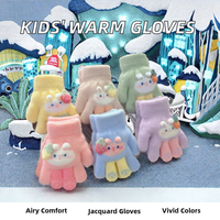 Gants pour bébé en tricot jacquard coloré, chauds et respirants, en coton/spandex, épais, à doigts entiers, motif lapin prune, pour usage quotidien
